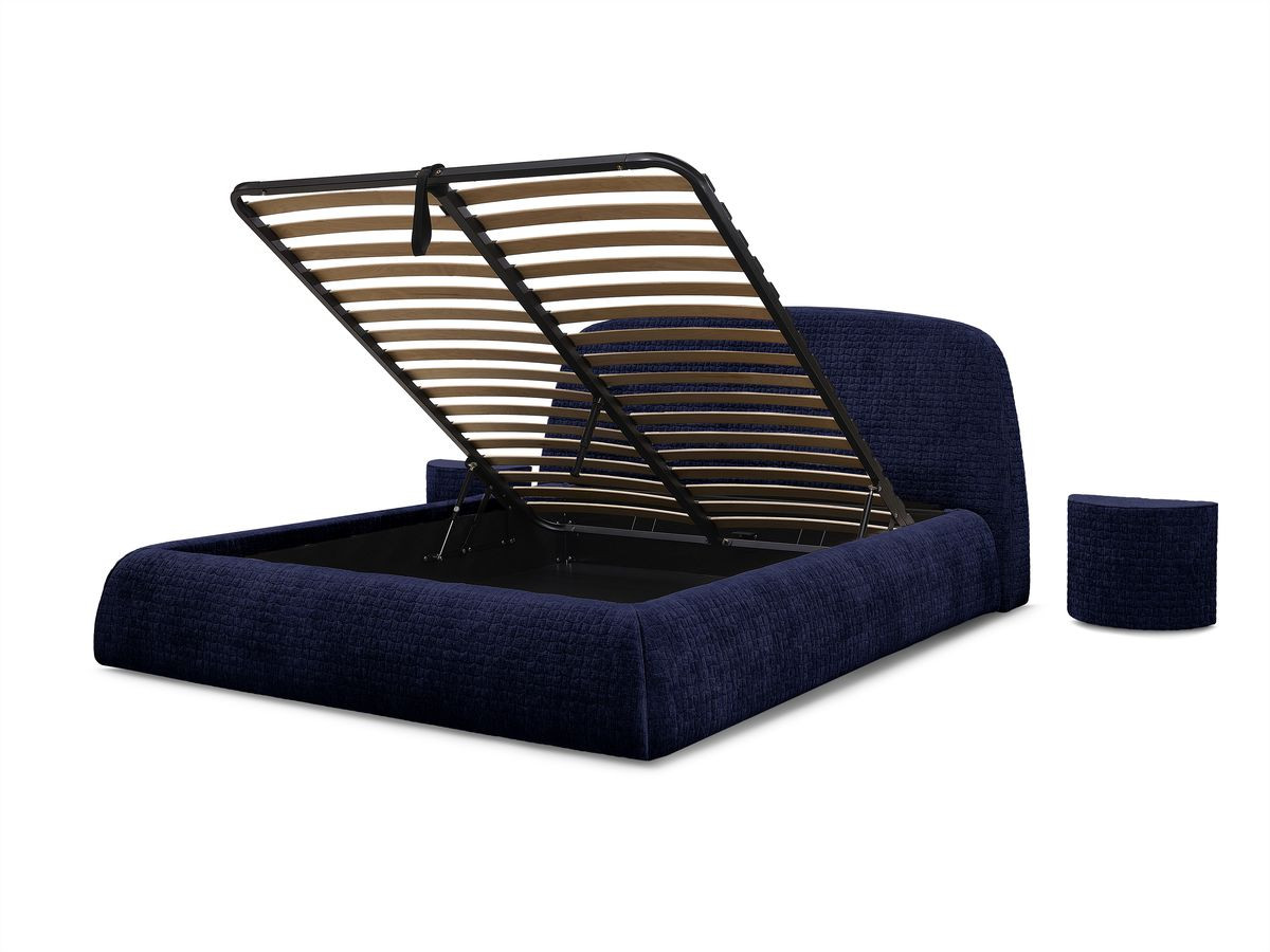 MALON set met bed + 2 nachtkastjes in structuurstof