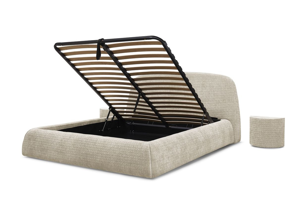 MALON set met bed + 2 nachtkastjes in structuurstof