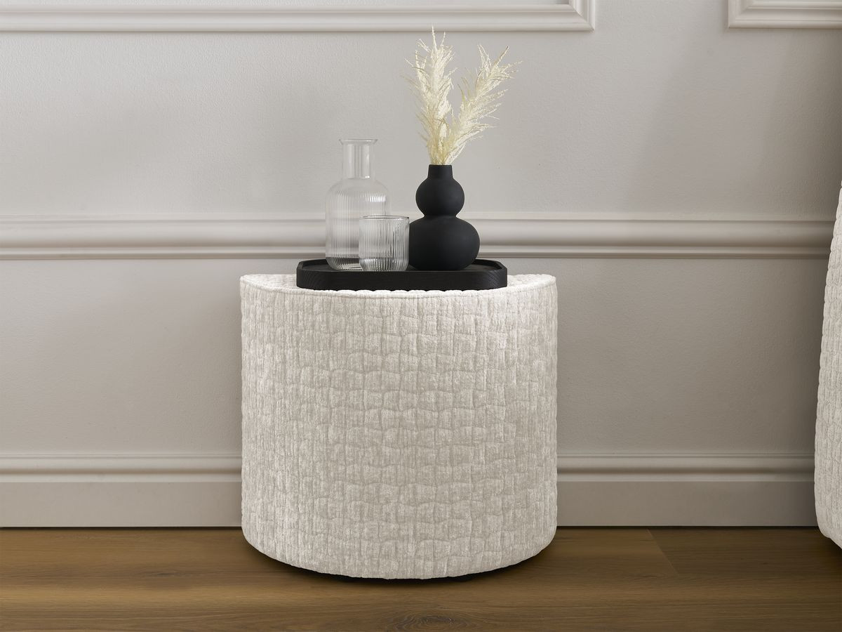 Ensemble MALON avec Lit + 2 chevets texturé blanc — vue 5