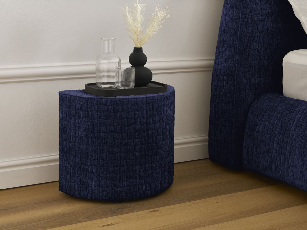 MALON set met bed + 2 nachtkastjes in structuurstof