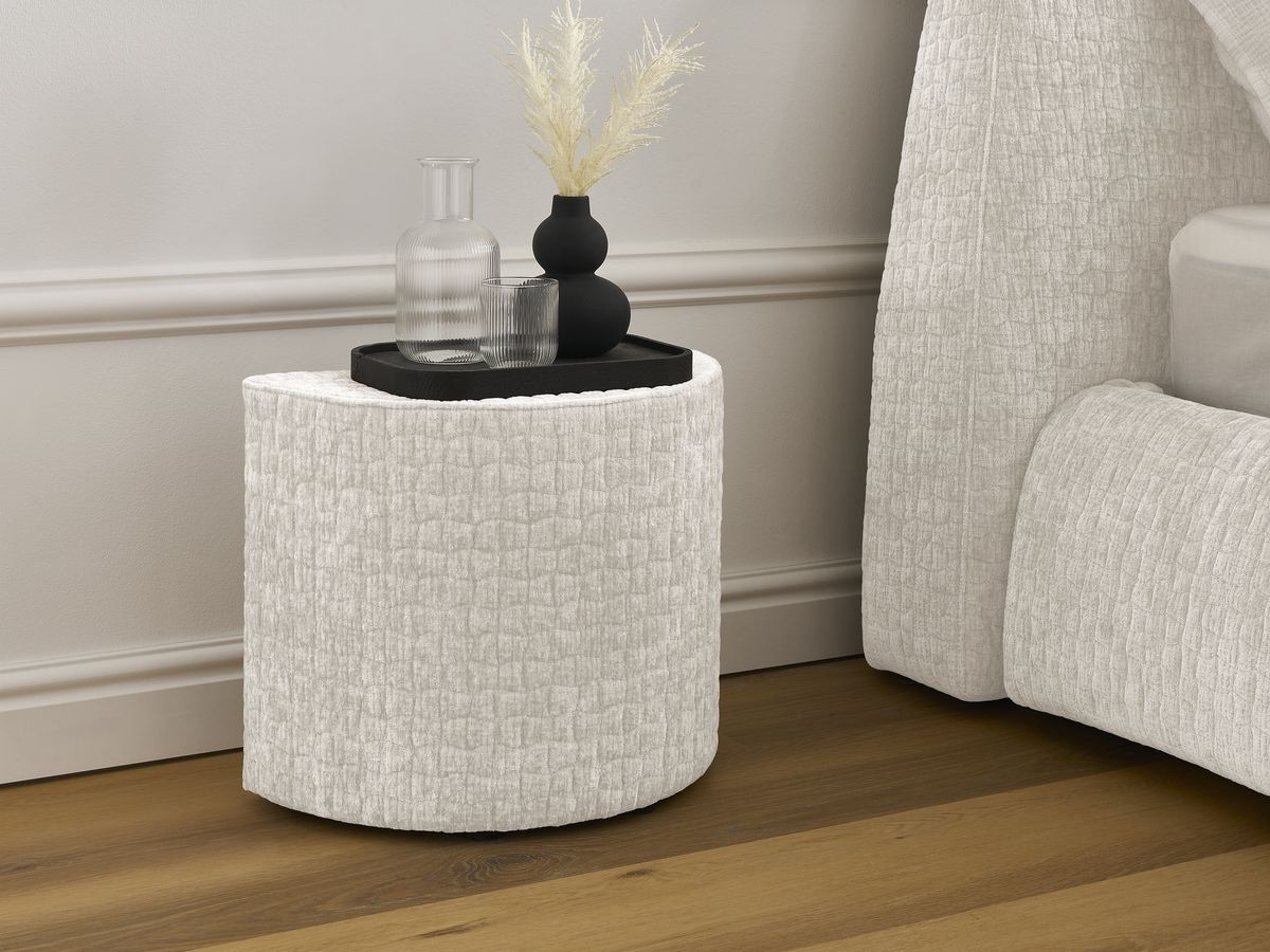 MALON set met bed + 2 nachtkastjes in structuurstof