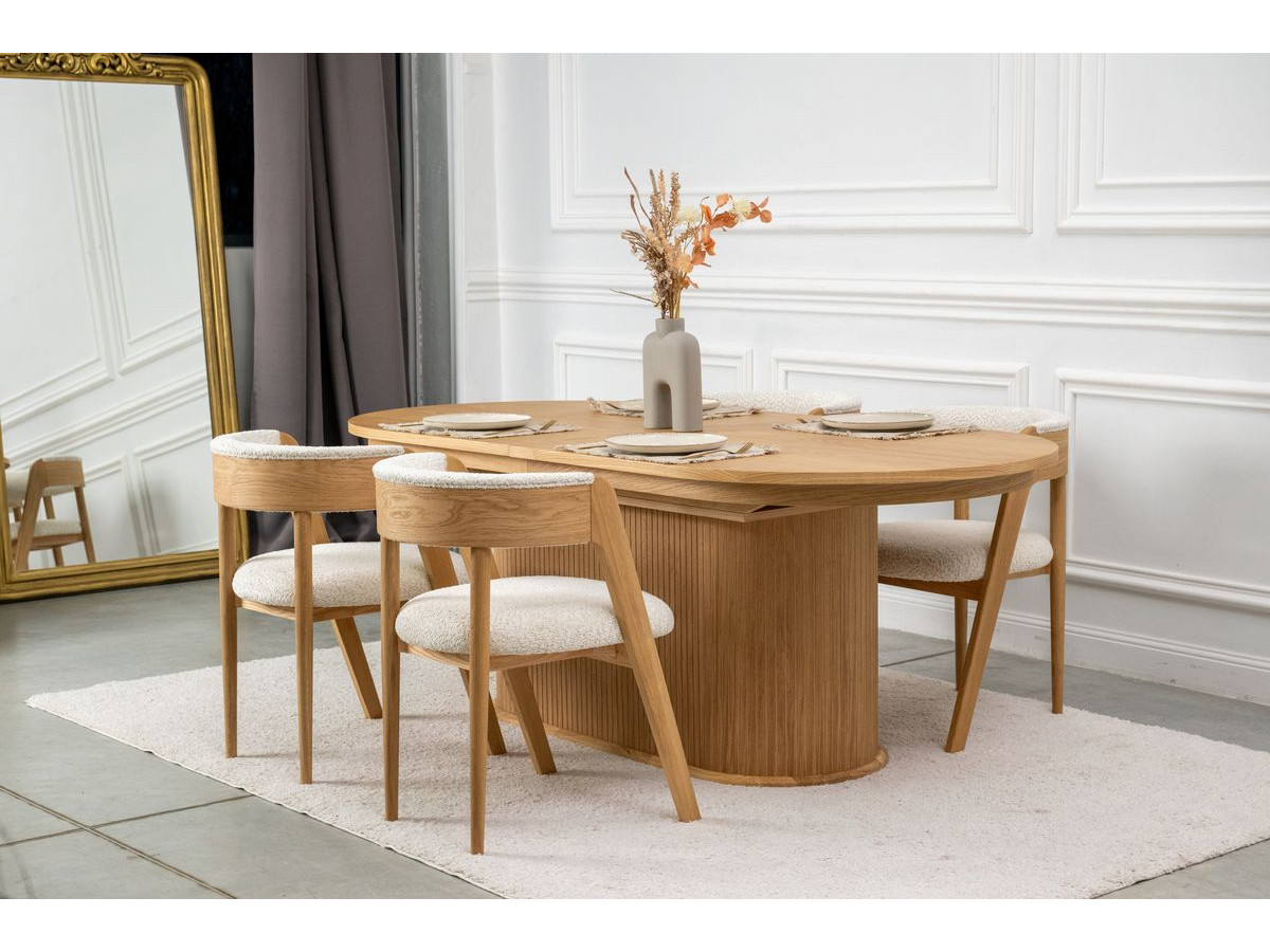 Lot de 2 chaises BASTIDE placage chêne massif et bouclette marron clair — vue 4