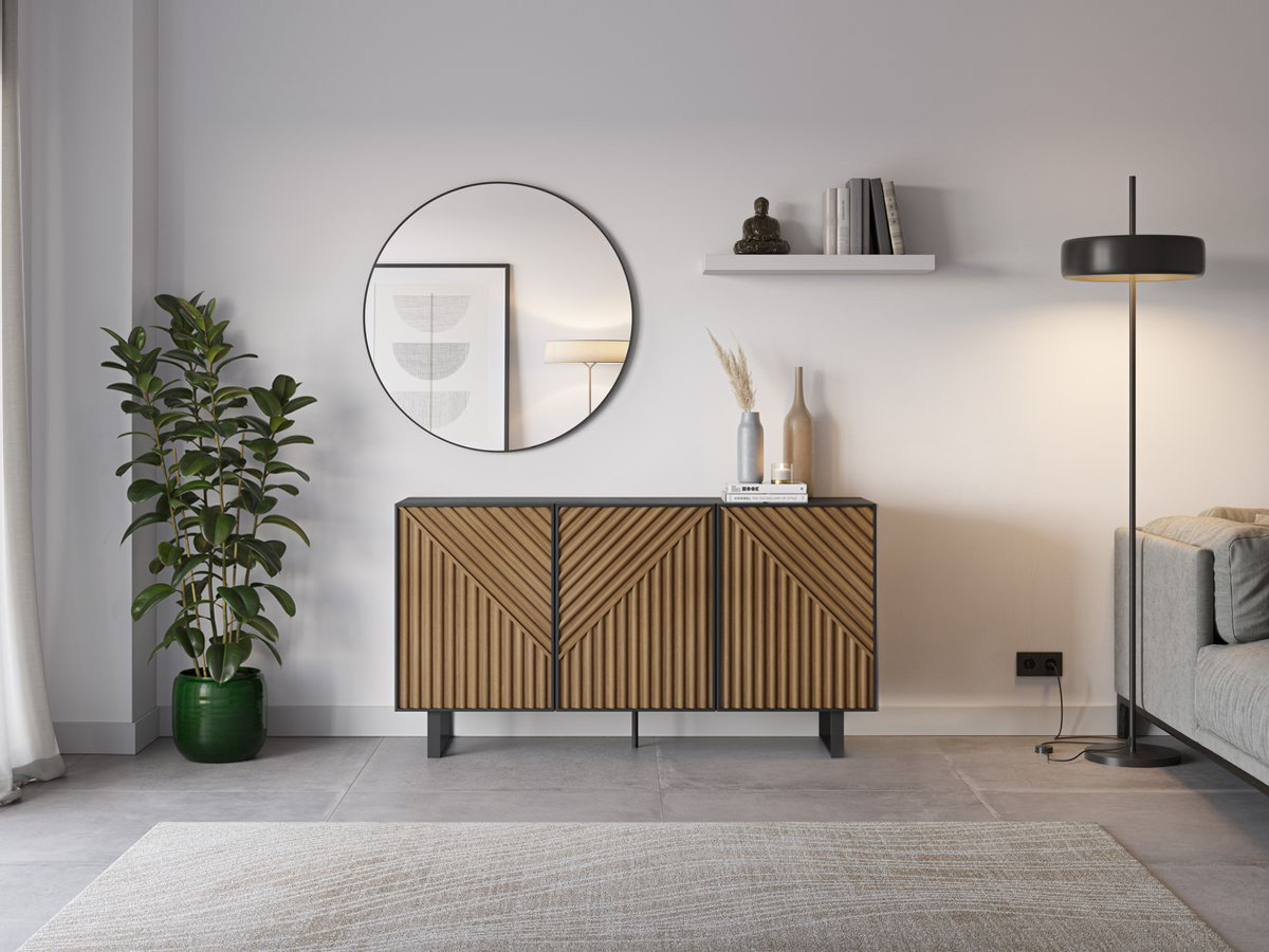 ALAIA set met 151 cm dressoir + 161 cm eikenhouten tv-meubel