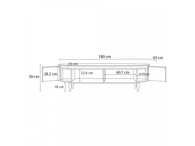 Meuble TV 4 portes 180 cm SORMIOU placage chêne massif