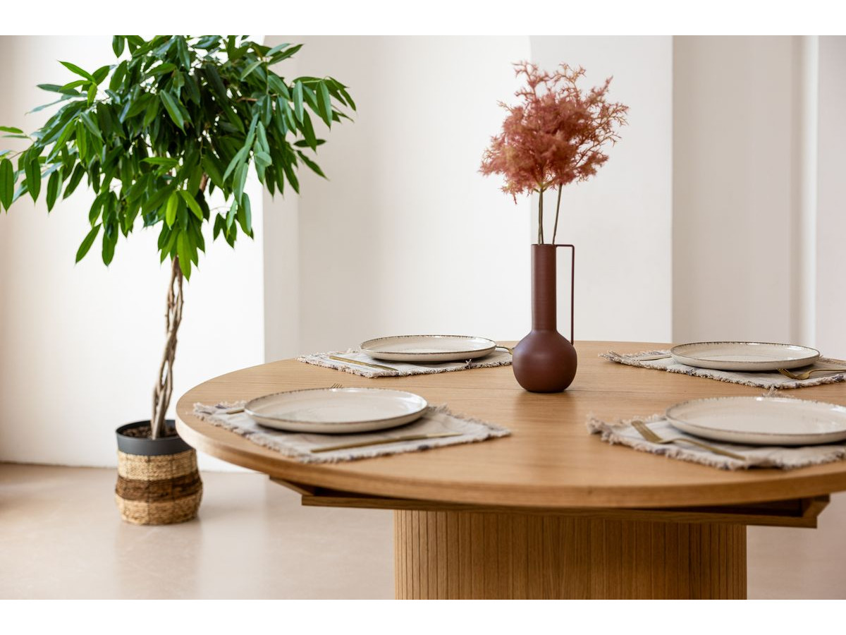 Uitschuifbare eettafel D.130 tot D.180 cm SORMIOU massief eiken fineer