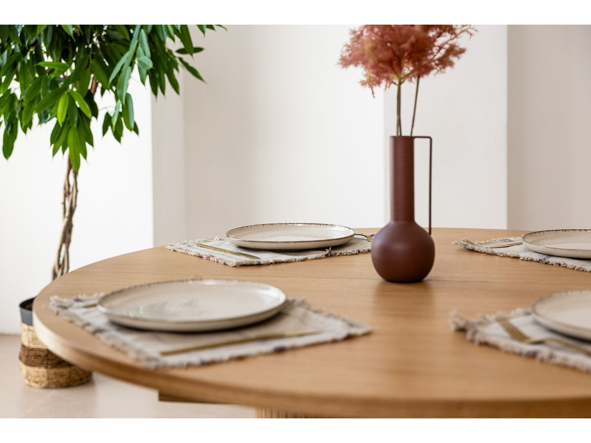 Uitschuifbare eettafel D.130 tot D.180 cm SORMIOU massief eiken fineer