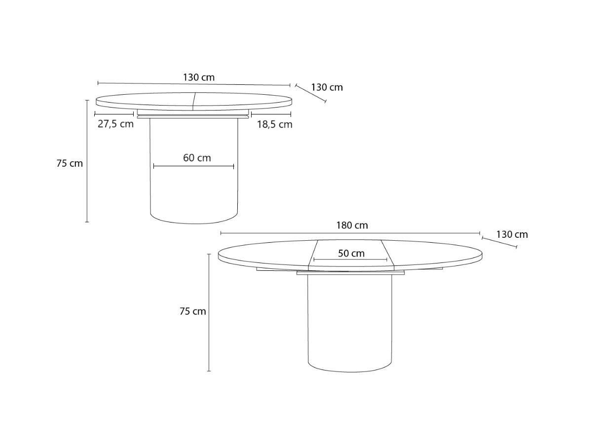 Table à manger extensible D.130 à D.180 cm SORMIOU placage chêne massif