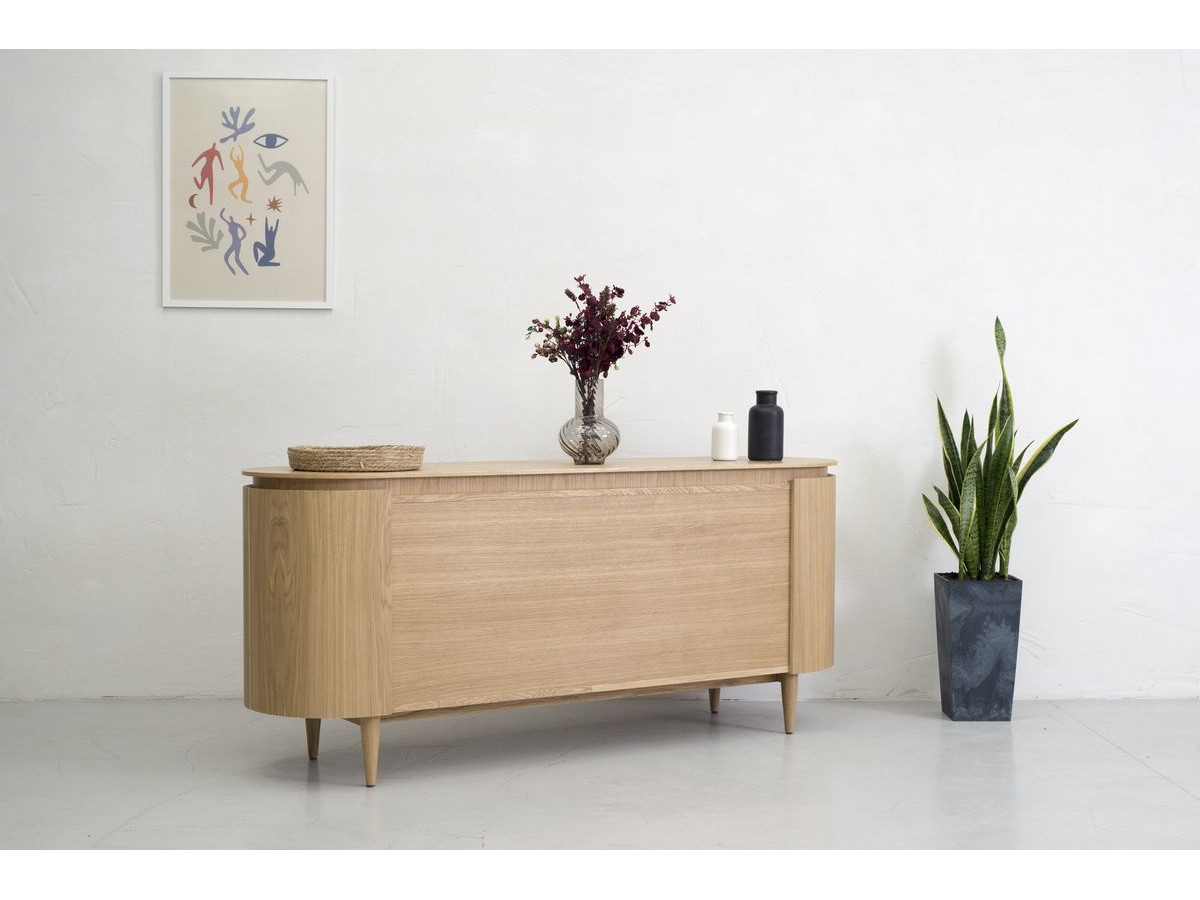 SORMIOU set met 180 cm dressoir + 180 cm tv-meubel in massief eiken fineer