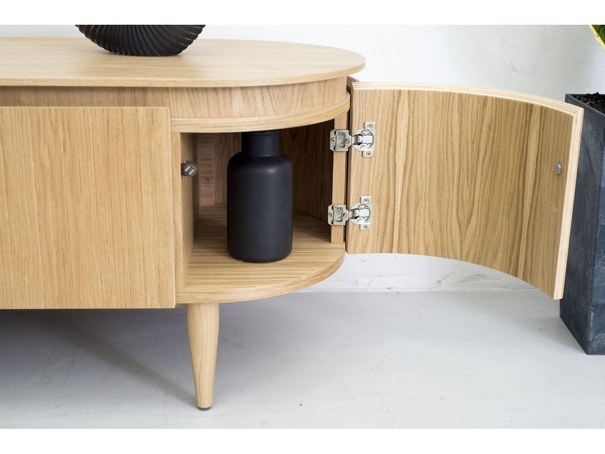 SORMIOU set met 180 cm dressoir + 180 cm tv-meubel in massief eiken fineer