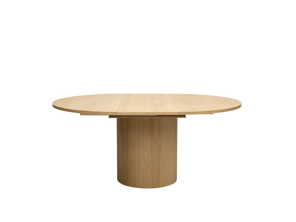 SORMIOU set met ronde uitschuifbare eettafel 130 tot 180 cm + BASTIDE stoelset in massief eiken fineer