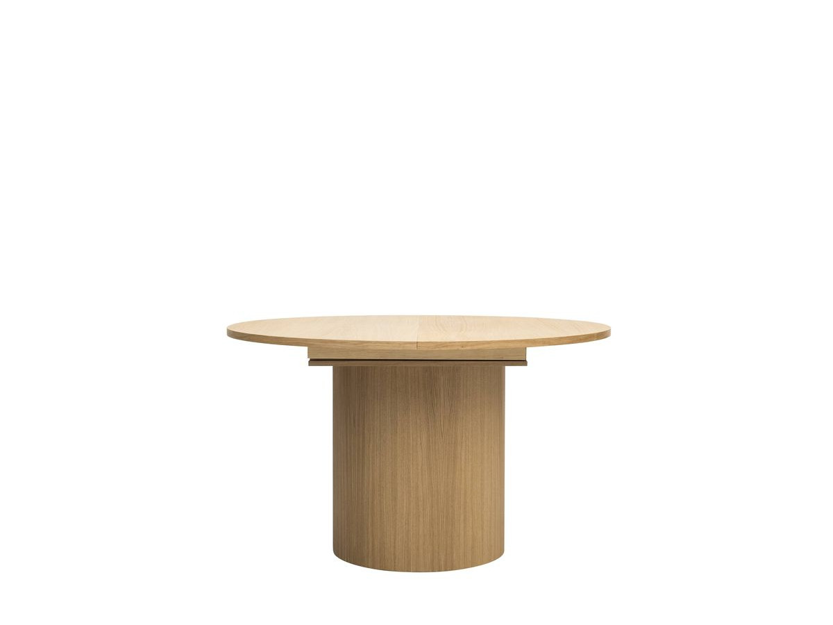 SORMIOU set met ronde uitschuifbare eettafel 130 tot 180 cm + BASTIDE stoelset in massief eiken fineer