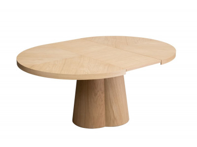Table à manger ronde extensible 130 à 180 cm SUGITON placage chêne massif