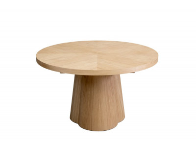 Ensemble SUGITON avec table à manger ronde extensible 130 à 180 cm + lot de chaises BASTIDE placage chêne massif