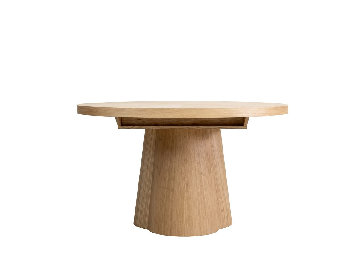 Ensemble SUGITON avec table à manger ronde extensible 130 à 180 cm + 4 chaises BASTIDE placage chêne massif