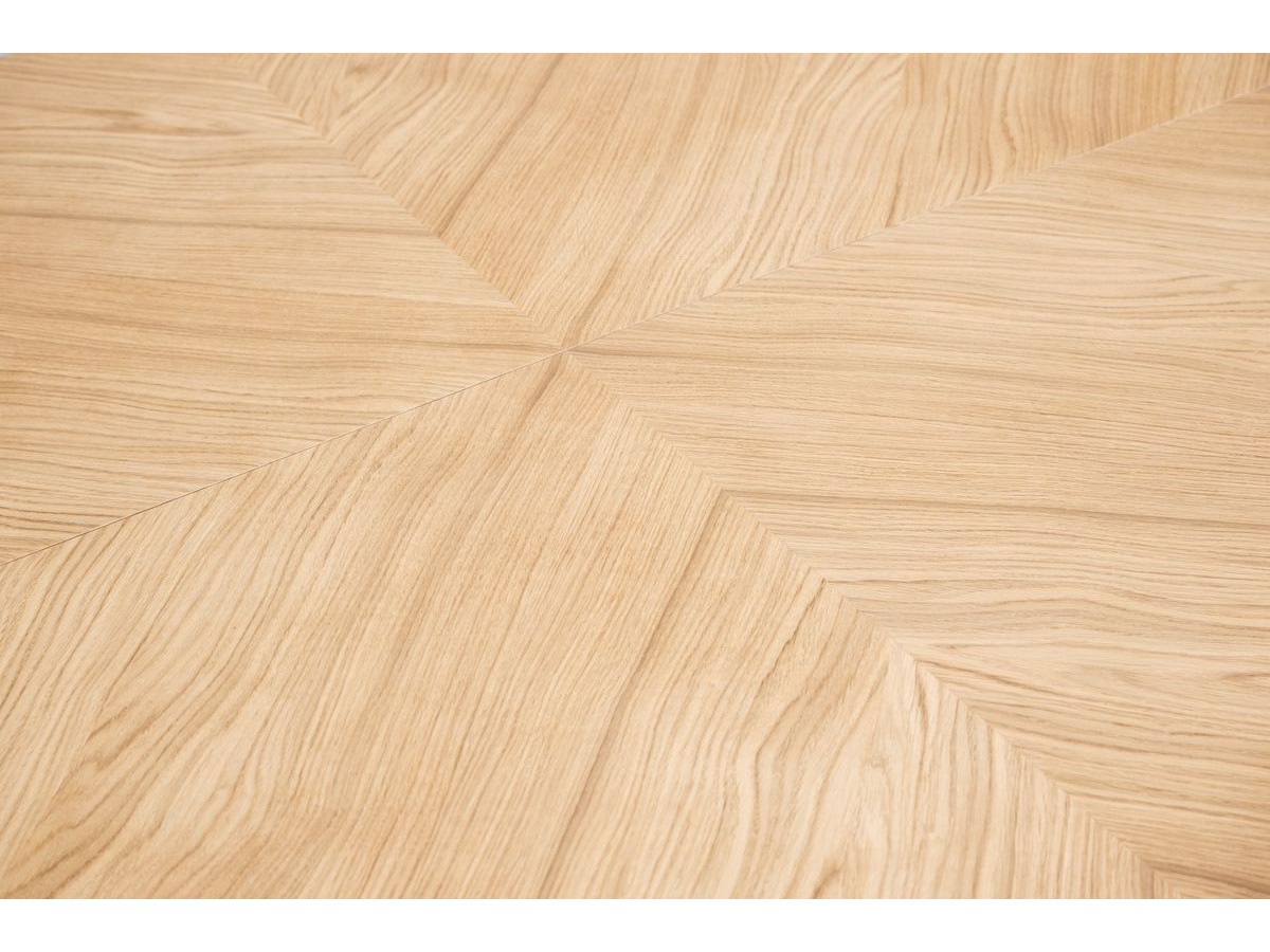 SUGITON set met ronde eettafel uitschuifbaar van 130 tot 180 cm + 4 BASTIDE stoelen in massief eiken fineer