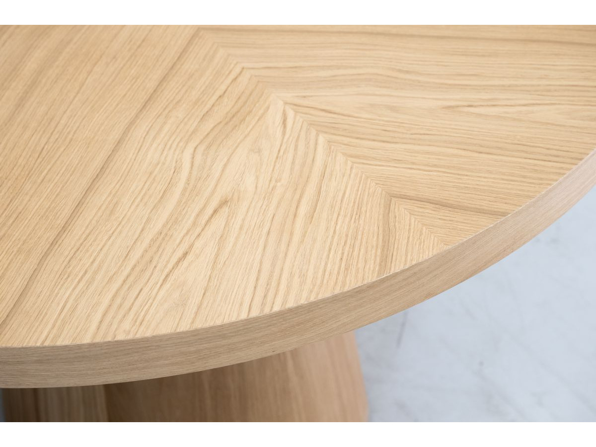 SUGITON set met ronde eettafel uitschuifbaar van 130 tot 180 cm + 4 BASTIDE stoelen in massief eiken fineer