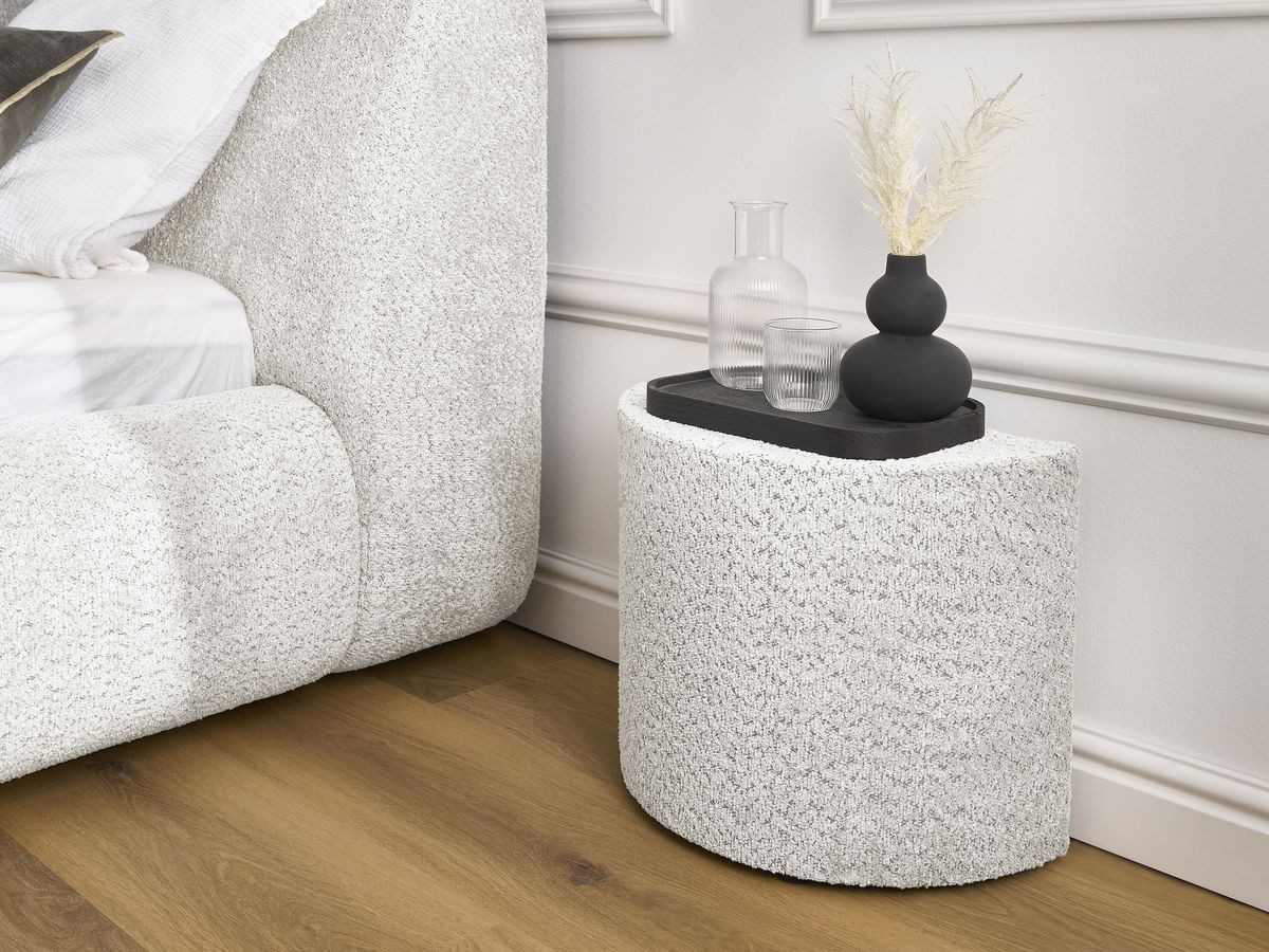 Set met PETER bed + TELIO matras + 2 badstof nachtkastjes