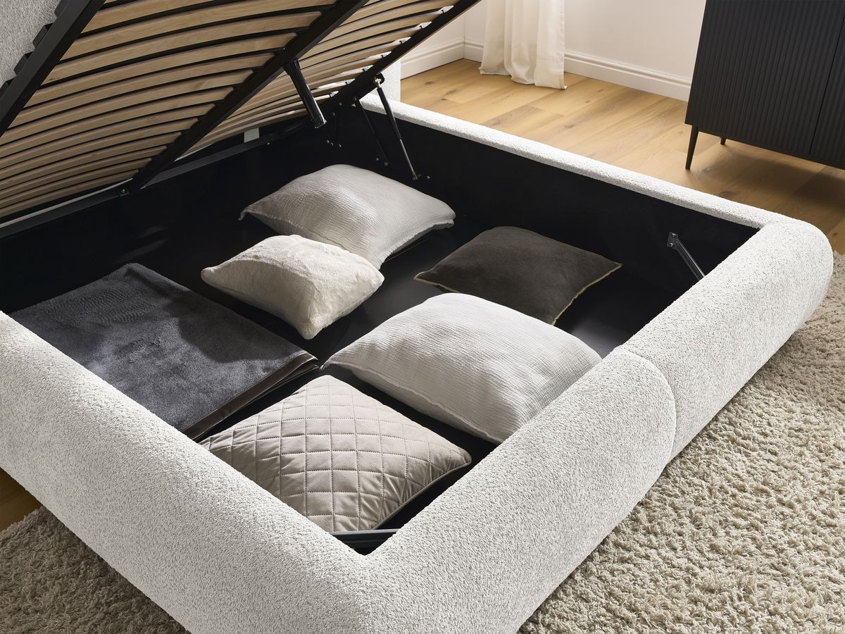 Set met PETER bed + TELIO matras + 2 badstof nachtkastjes