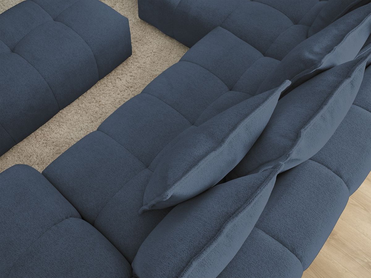 Canapé d'angle convertible coffre EVEREST tissu chiné avec pouf