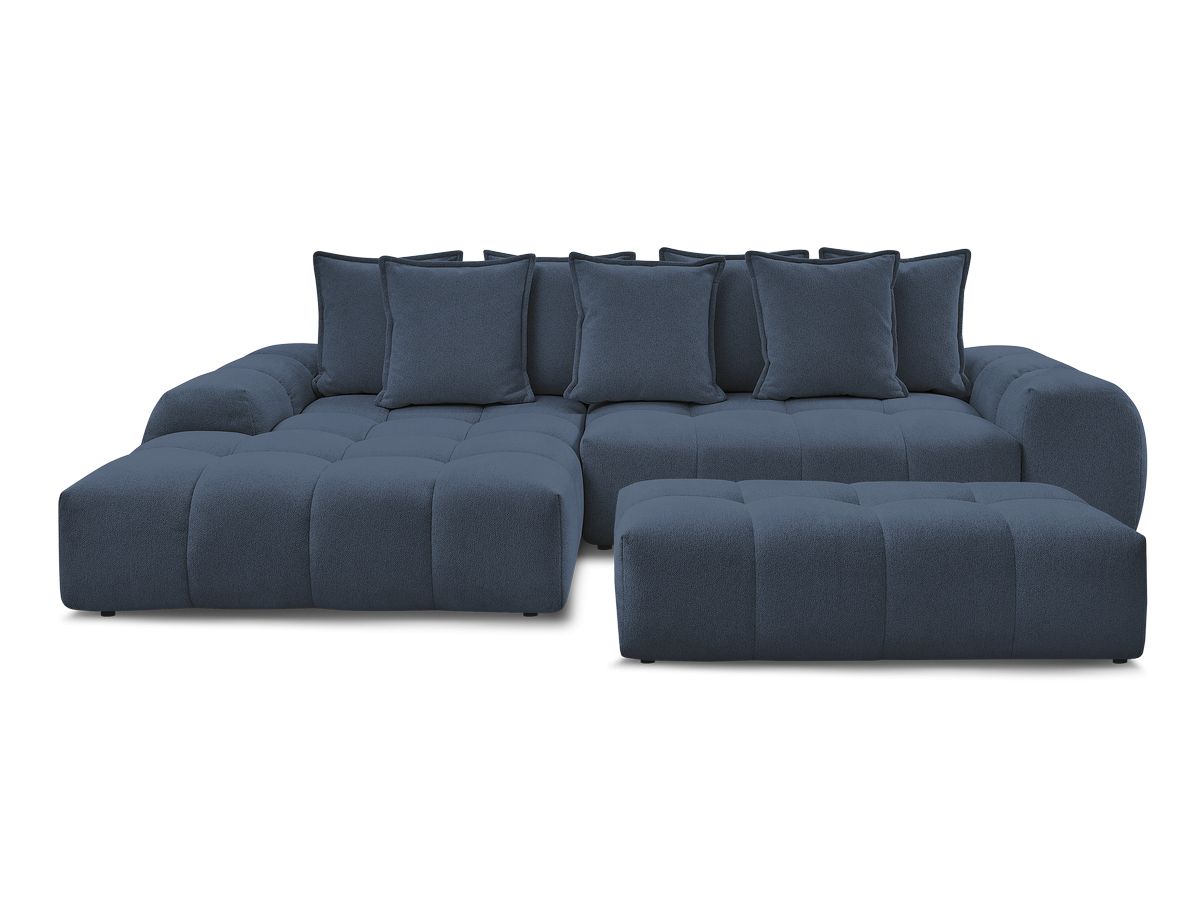 Canapé d'angle convertible coffre EVEREST tissu chiné avec pouf