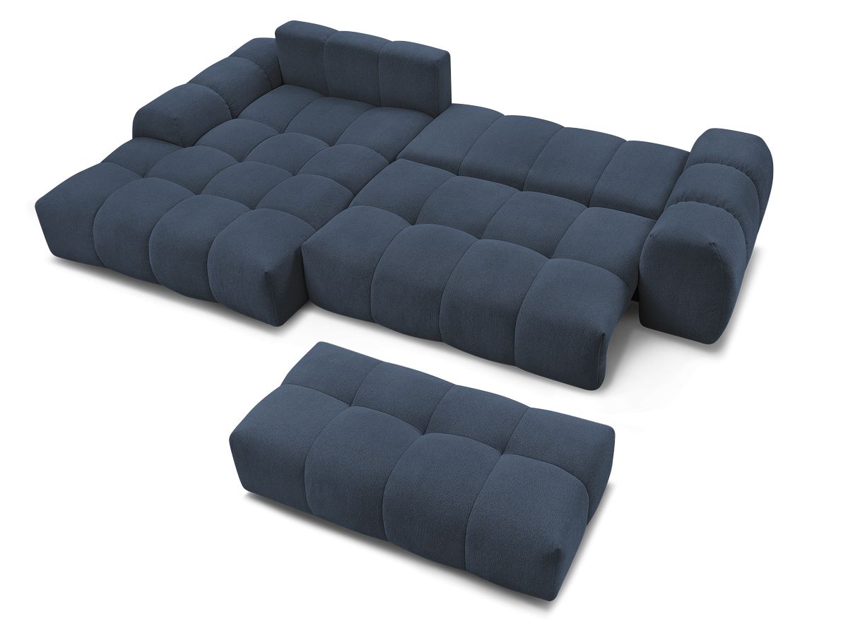 Canapé d'angle convertible coffre EVEREST tissu chiné avec pouf