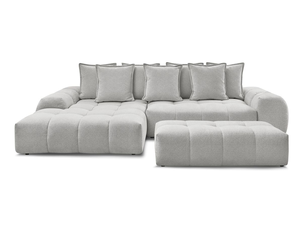 Canapé d'angle convertible coffre EVEREST tissu chiné avec pouf