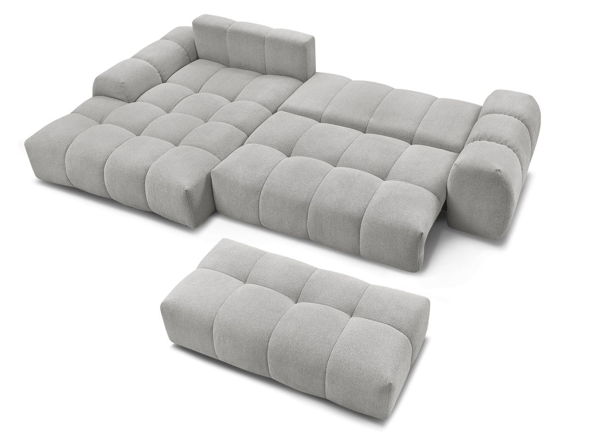 Canapé d'angle convertible coffre EVEREST tissu chiné avec pouf