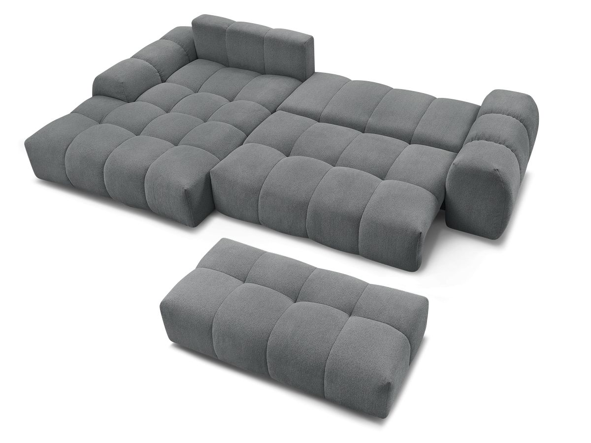 Canapé d'angle convertible coffre EVEREST tissu chiné avec pouf