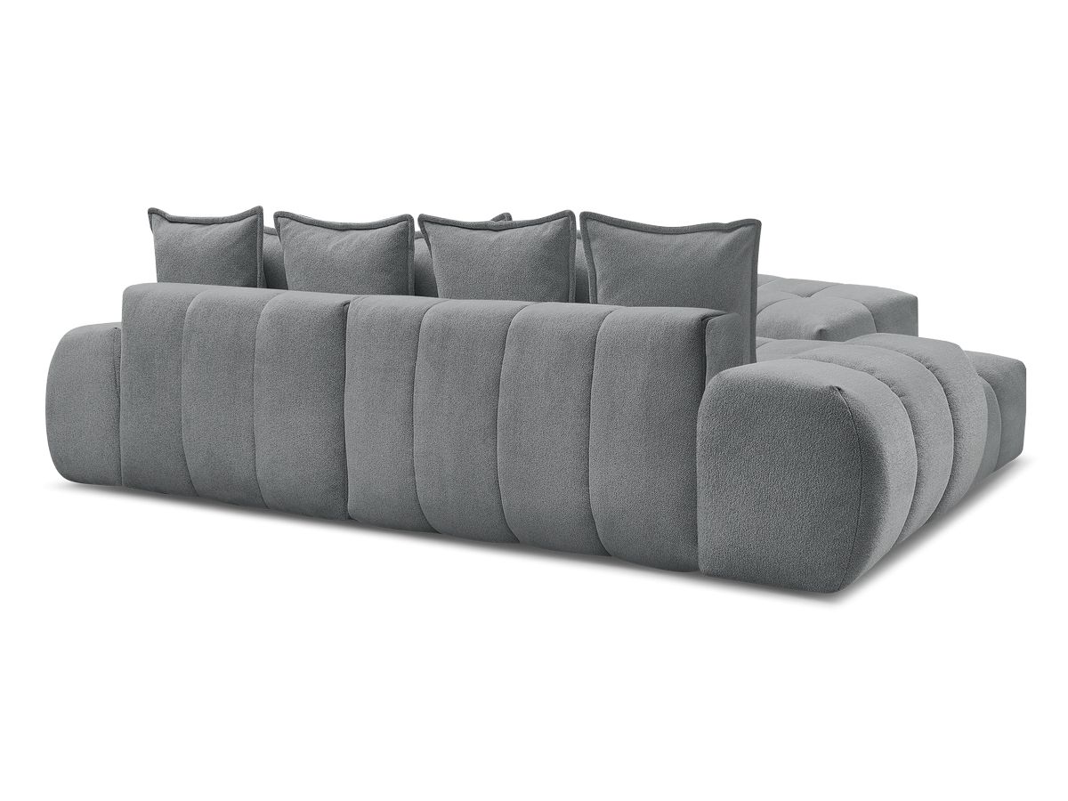 Canapé d'angle convertible coffre EVEREST tissu chiné avec pouf