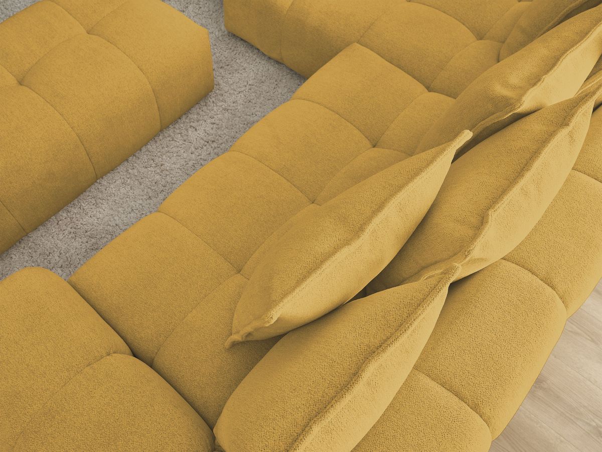 Canapé d'angle convertible coffre EVEREST tissu chiné avec pouf