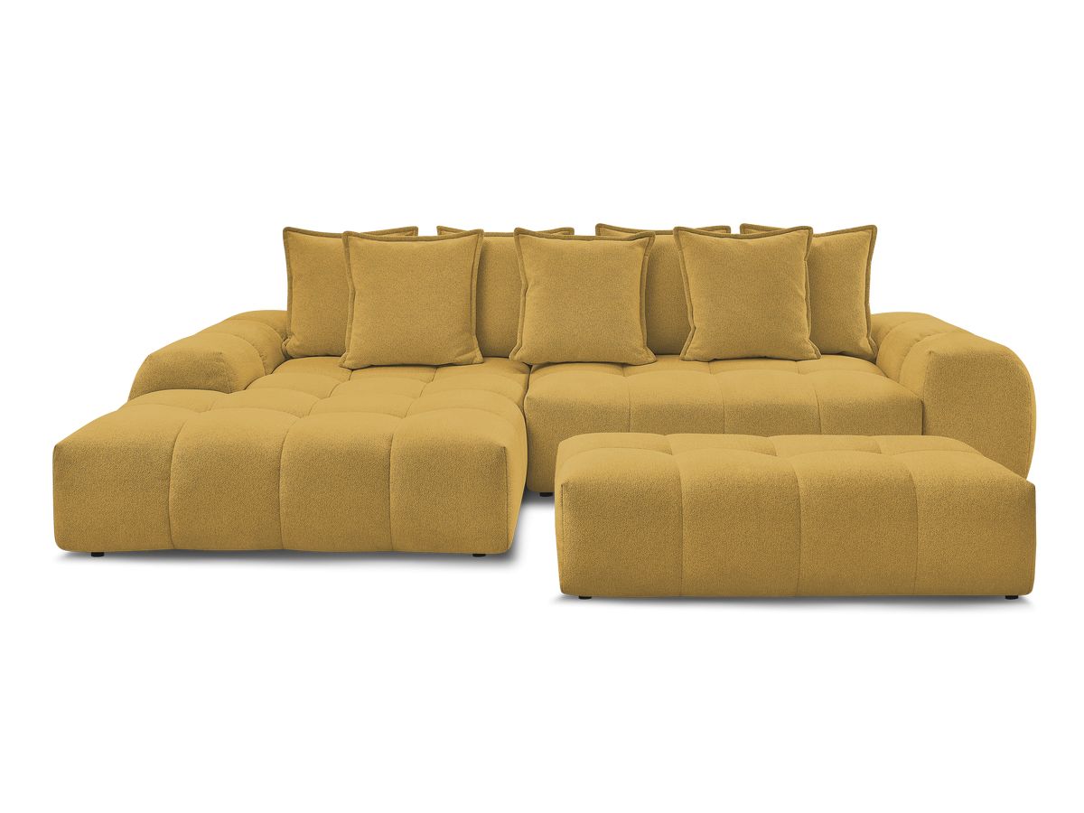 Canapé d'angle convertible coffre EVEREST tissu chiné avec pouf