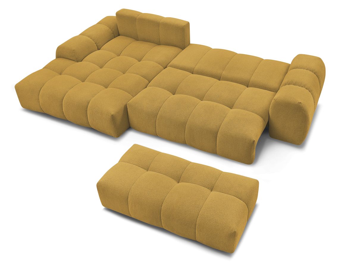 Canapé d'angle convertible coffre EVEREST tissu chiné avec pouf