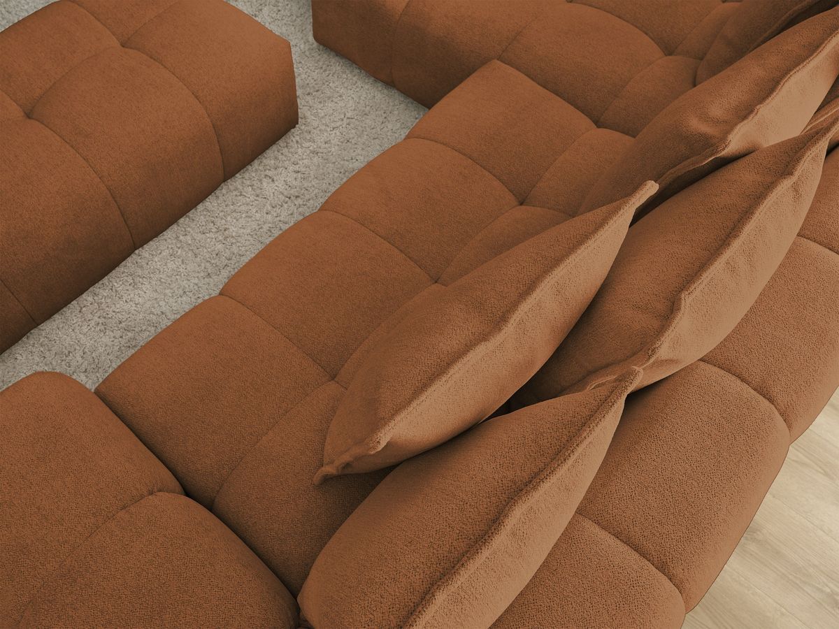 Canapé d'angle convertible coffre EVEREST tissu chiné avec pouf