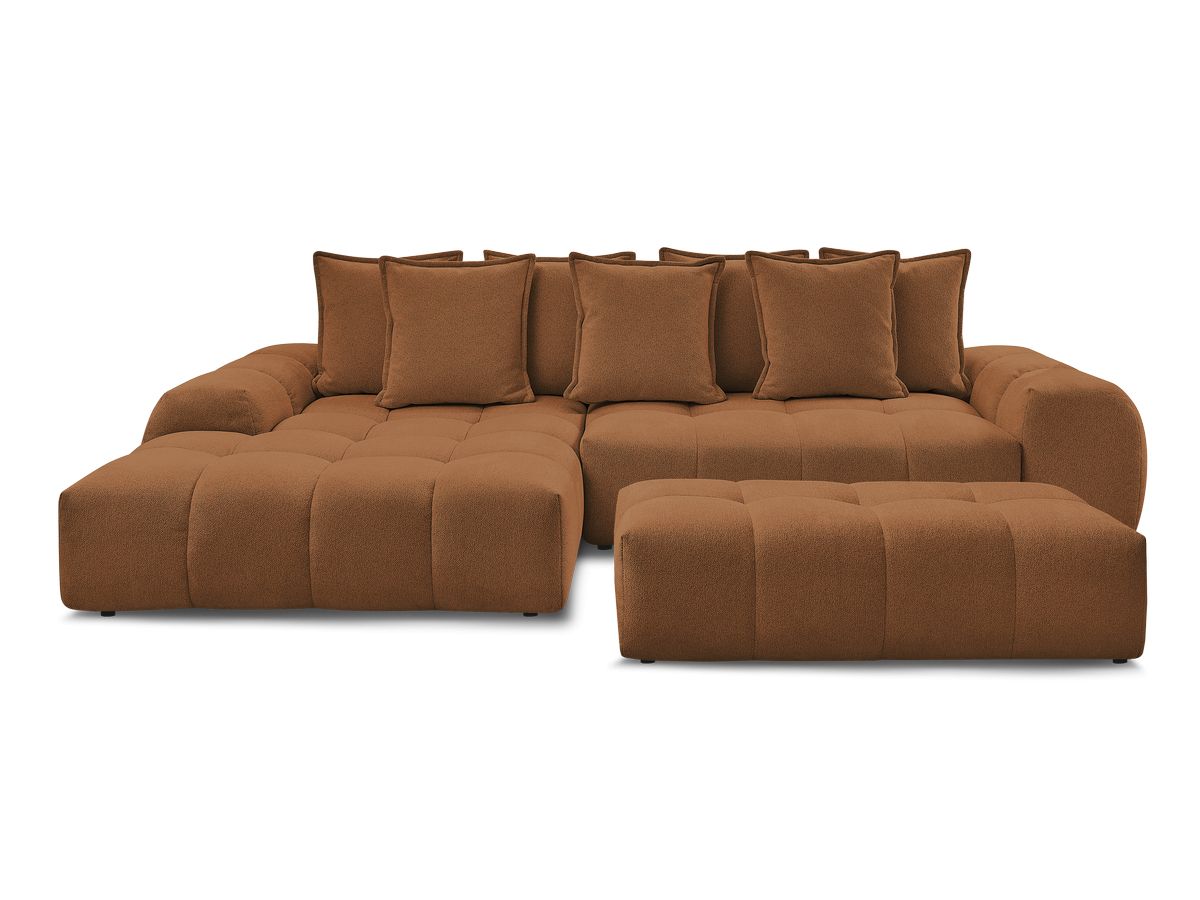 Canapé d'angle convertible coffre EVEREST tissu chiné avec pouf