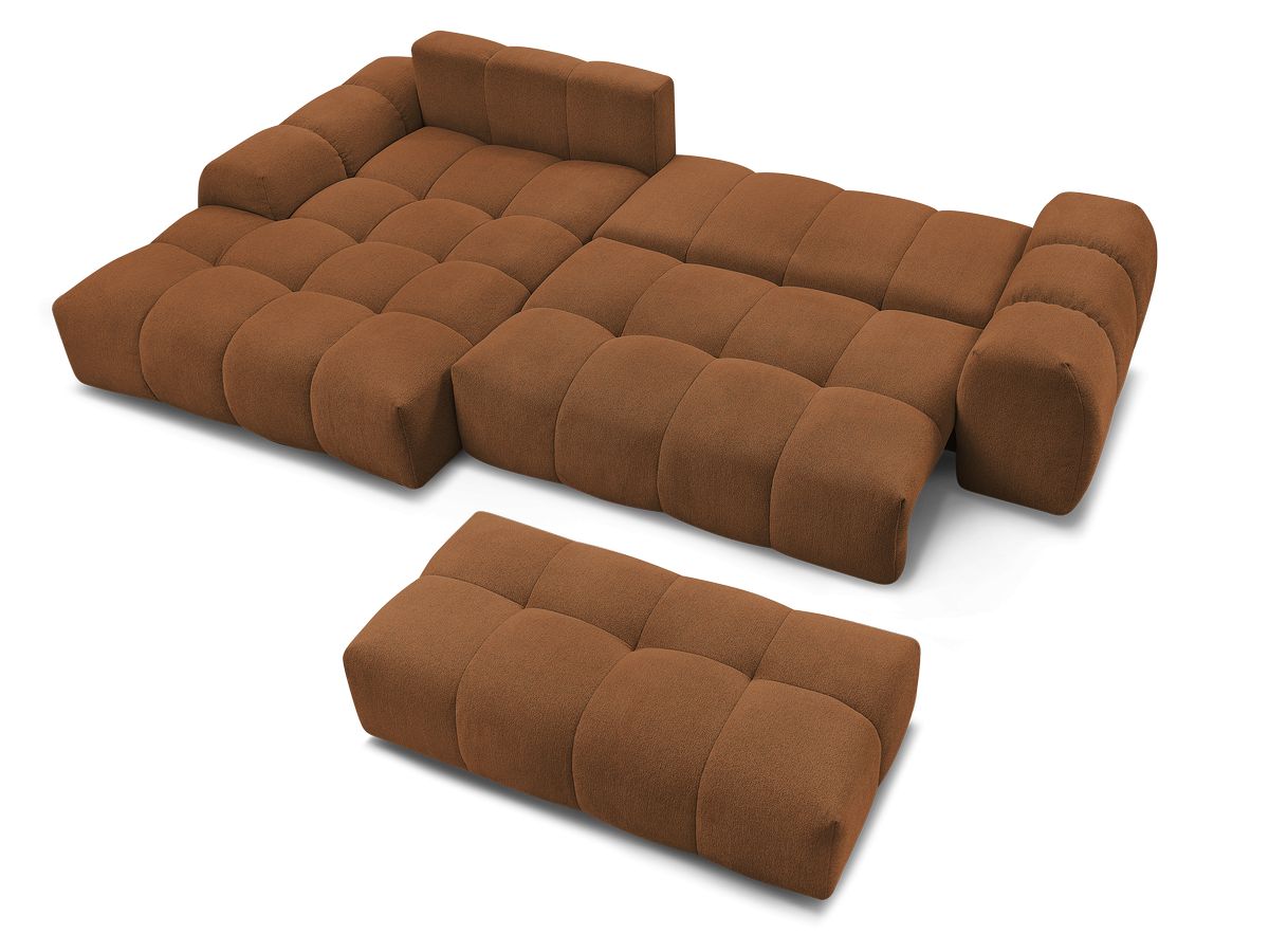 Canapé d'angle convertible coffre EVEREST tissu chiné avec pouf