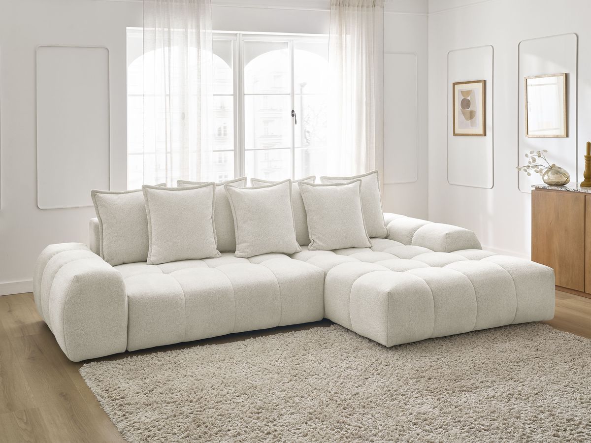 Canapé d'angle convertible coffre EVEREST tissu chiné