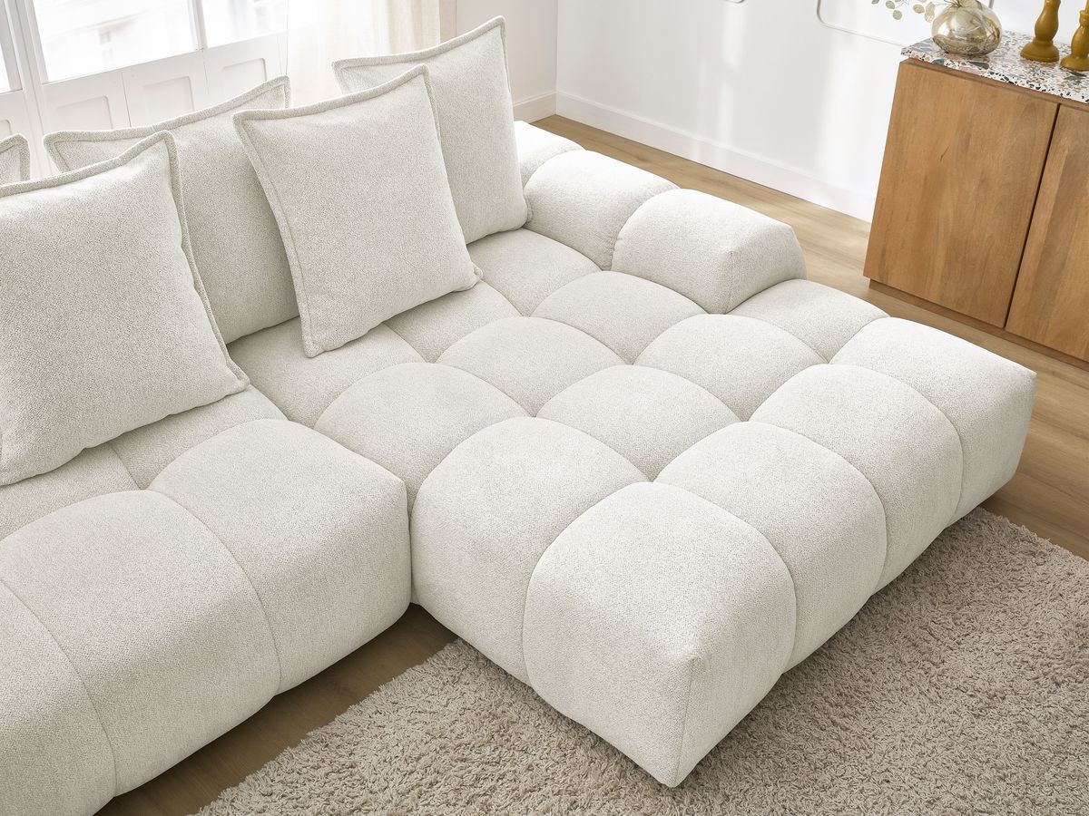 Canapé d'angle convertible coffre EVEREST tissu chiné