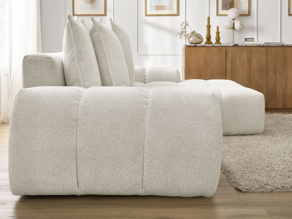 Canapé d'angle convertible coffre EVEREST tissu chiné