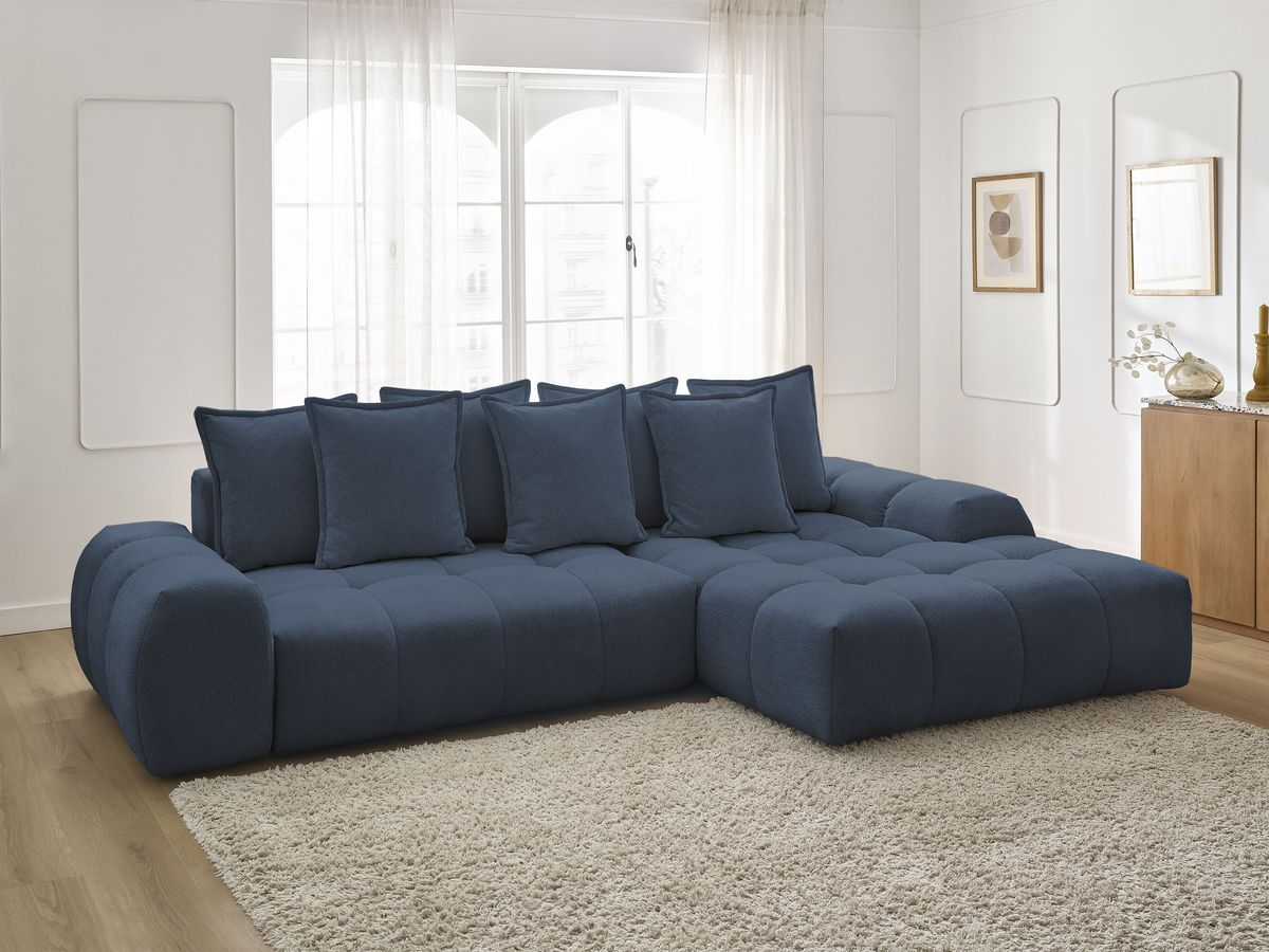 Canapé d'angle convertible coffre EVEREST tissu chiné