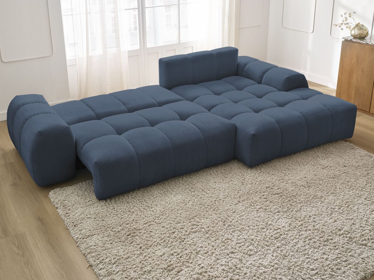 Canapé d'angle convertible coffre EVEREST tissu chiné