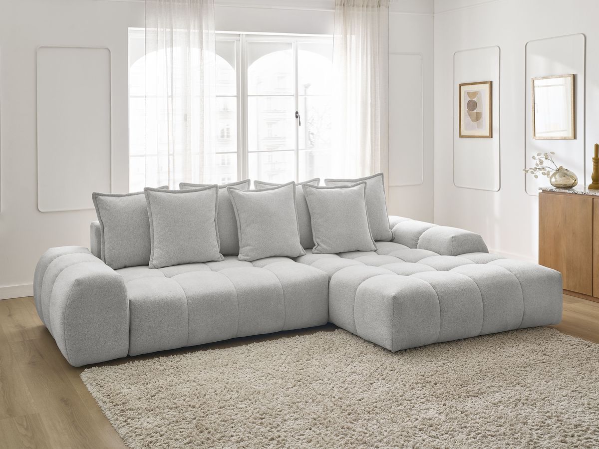 Canapé d'angle convertible coffre EVEREST tissu chiné
