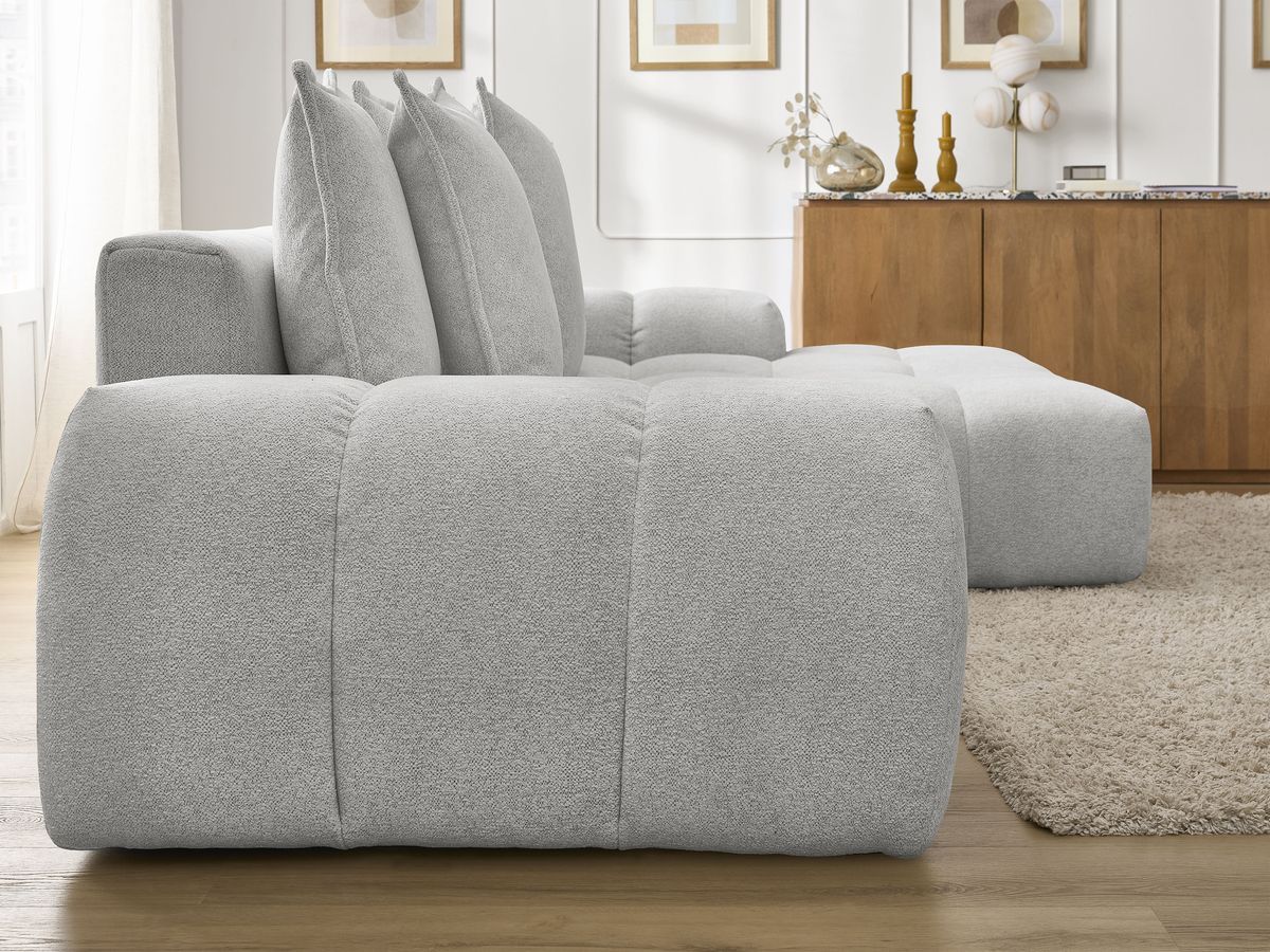 Canapé d'angle convertible coffre EVEREST tissu chiné
