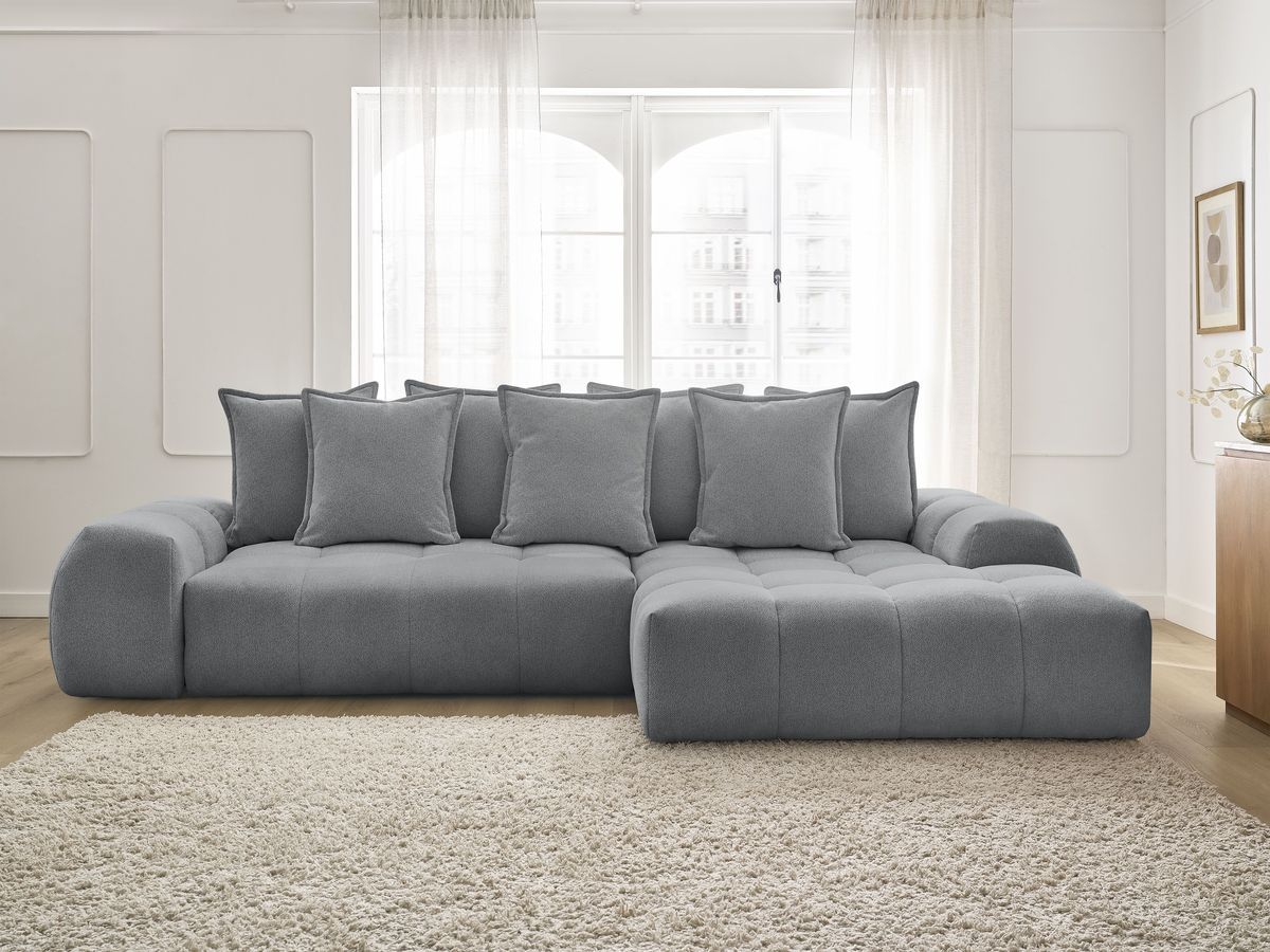 Canapé d'angle convertible coffre EVEREST tissu chiné