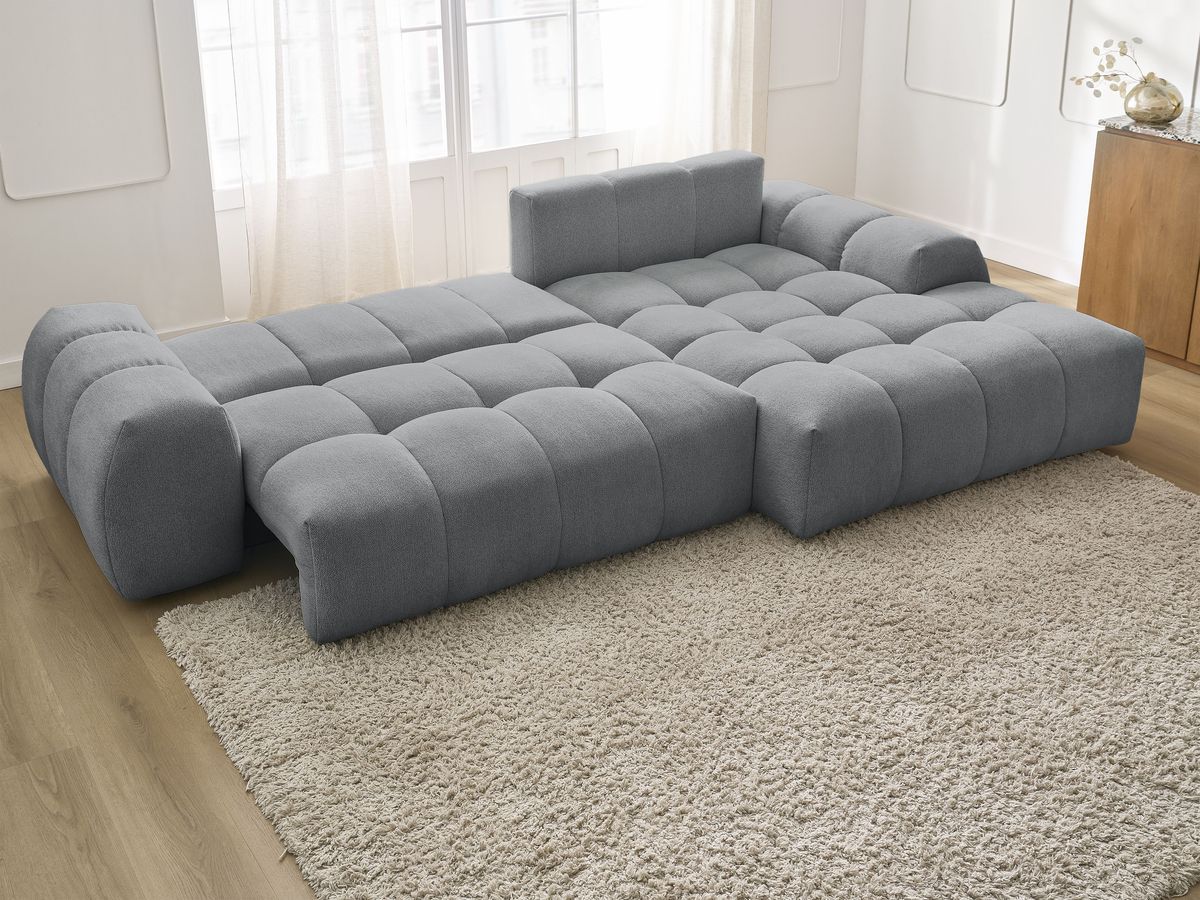 Canapé d'angle convertible coffre EVEREST tissu chiné