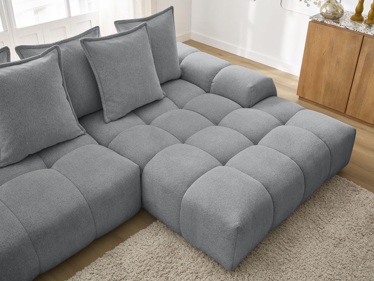 Canapé d'angle convertible coffre EVEREST tissu chiné
