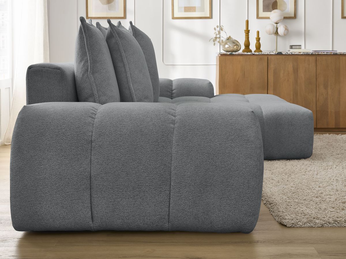 Canapé d'angle convertible coffre EVEREST tissu chiné