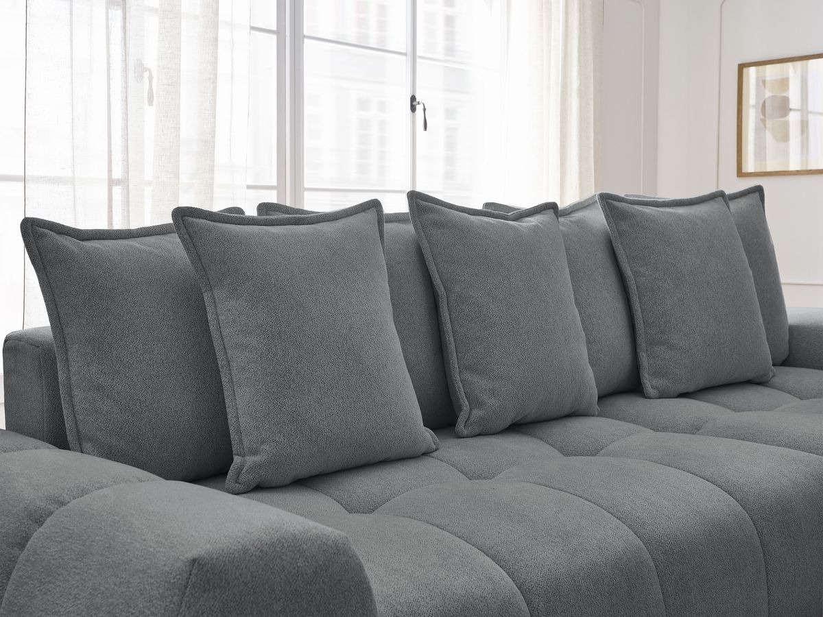 Canapé d'angle convertible coffre EVEREST tissu chiné