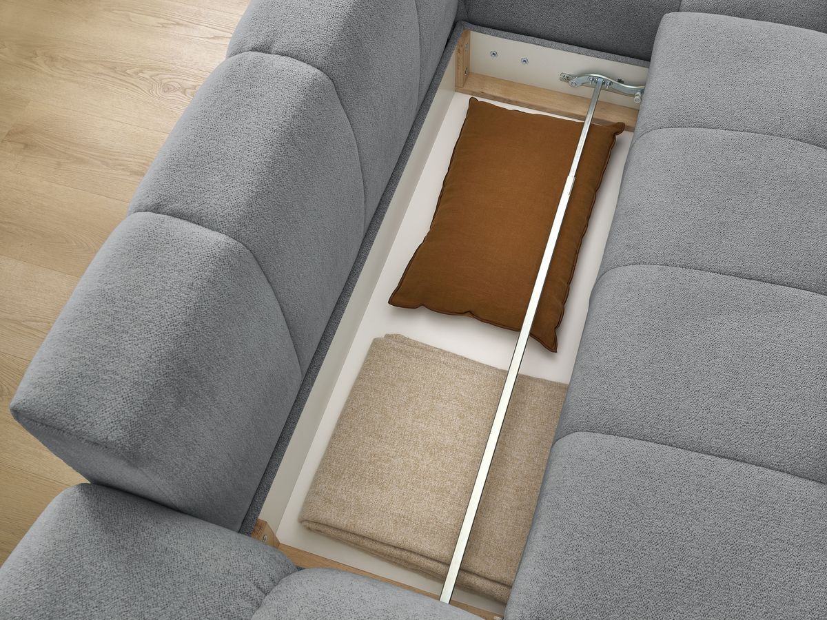 Canapé d'angle convertible coffre EVEREST tissu chiné
