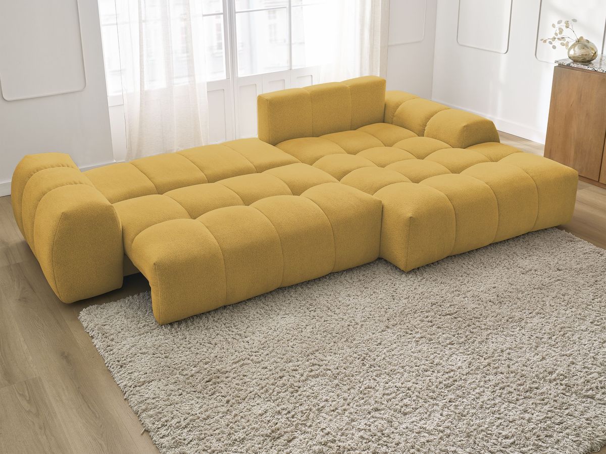 Canapé d'angle convertible coffre EVEREST tissu chiné