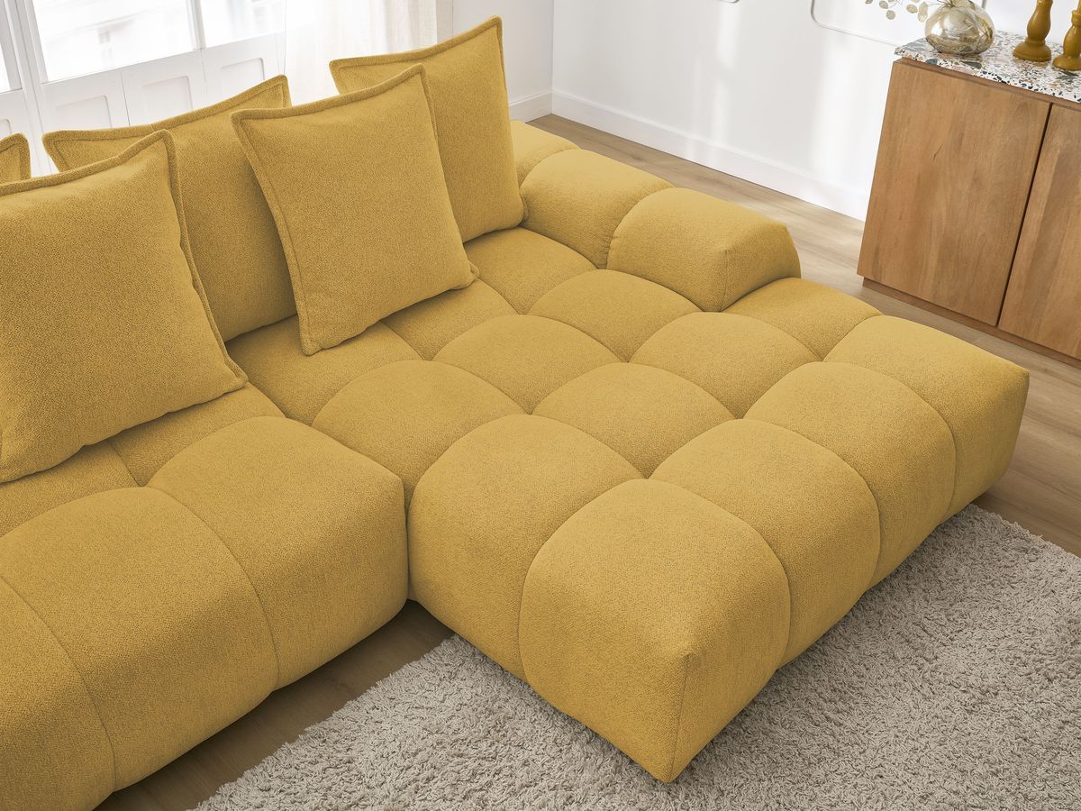 Canapé d'angle convertible coffre EVEREST tissu chiné